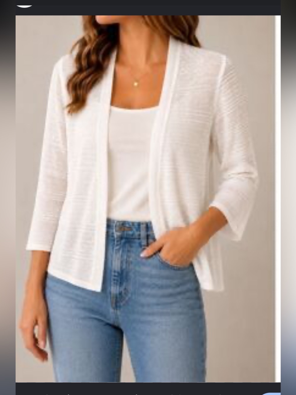 Cynthia Rowley White Open-Front Knit Cardigan